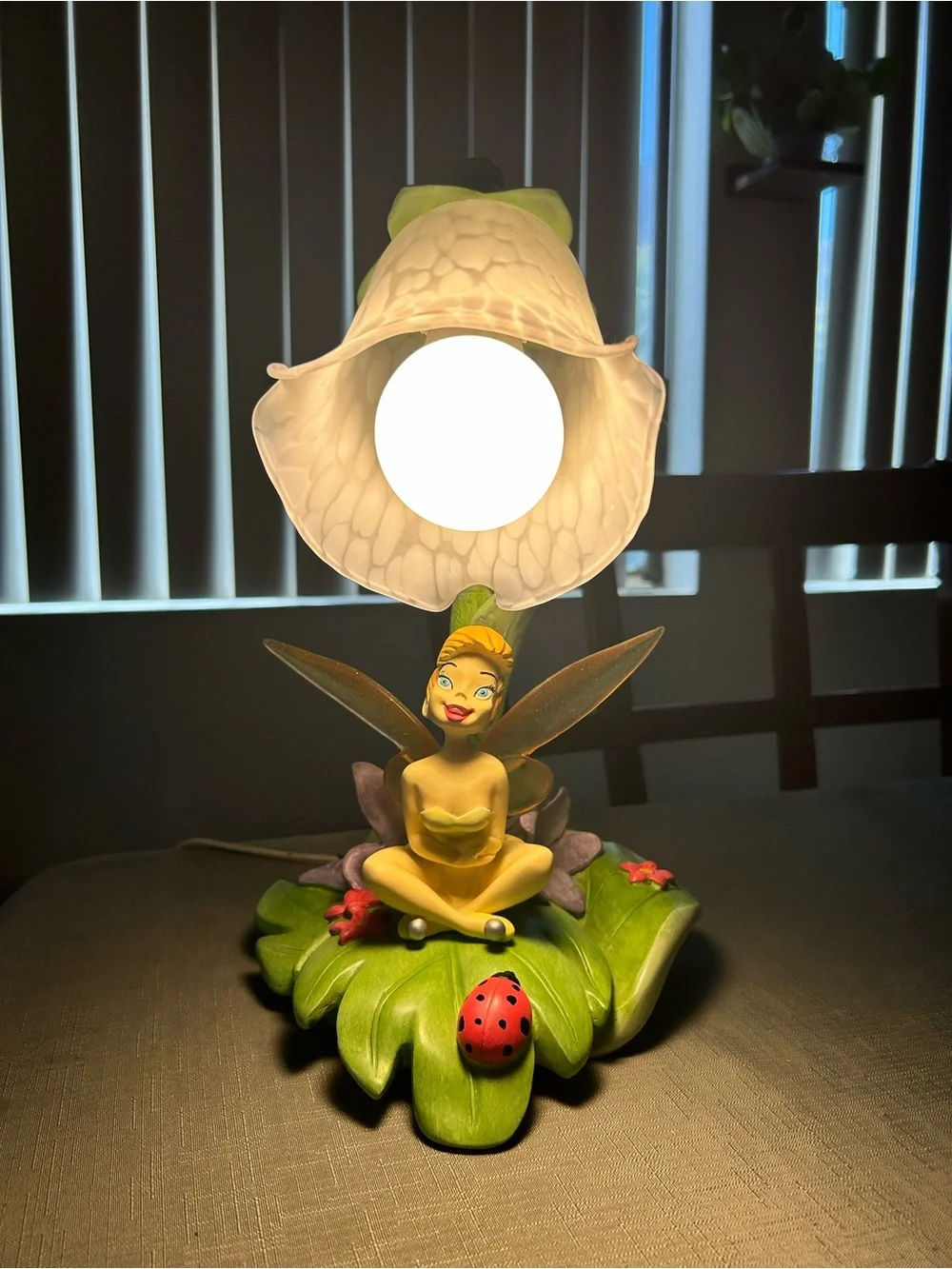 Tinker Bell Floral Table Lamp - Green/White
